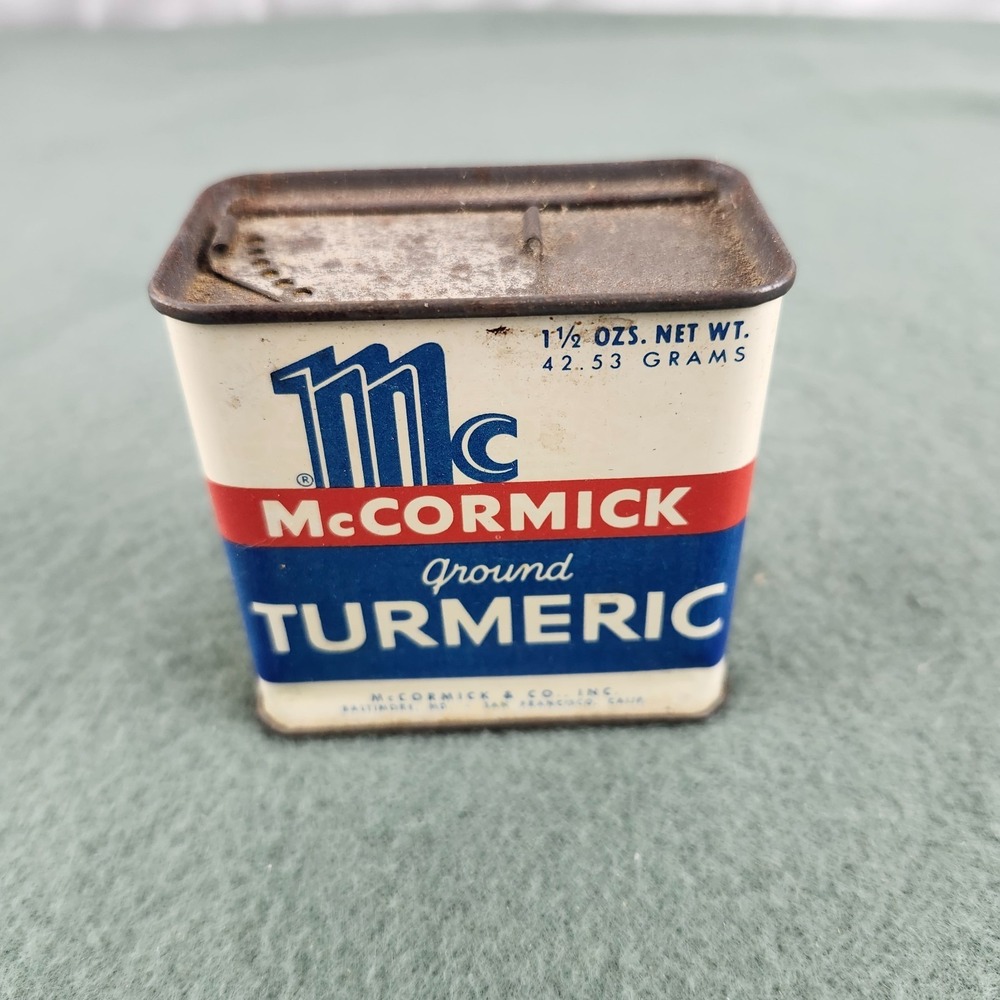 VINTAGE 1940-50s McCORMICK‎ SPICE TIN, Turmeric Crabmeat au Gratin Recipe